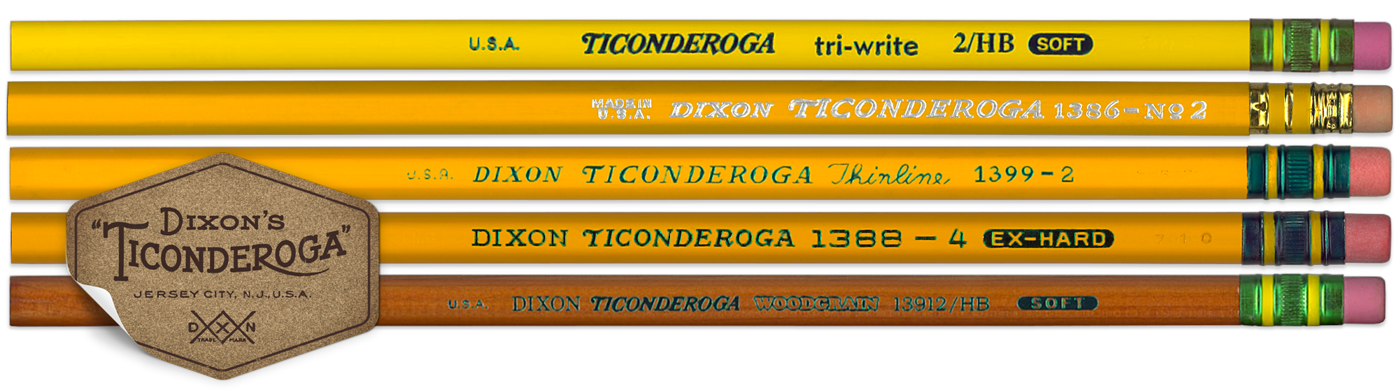 Dixon Ticonderoga Set of Five Pencils with Sticker